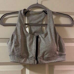 Tek Gear Gray Zip-Front Sports Bra
